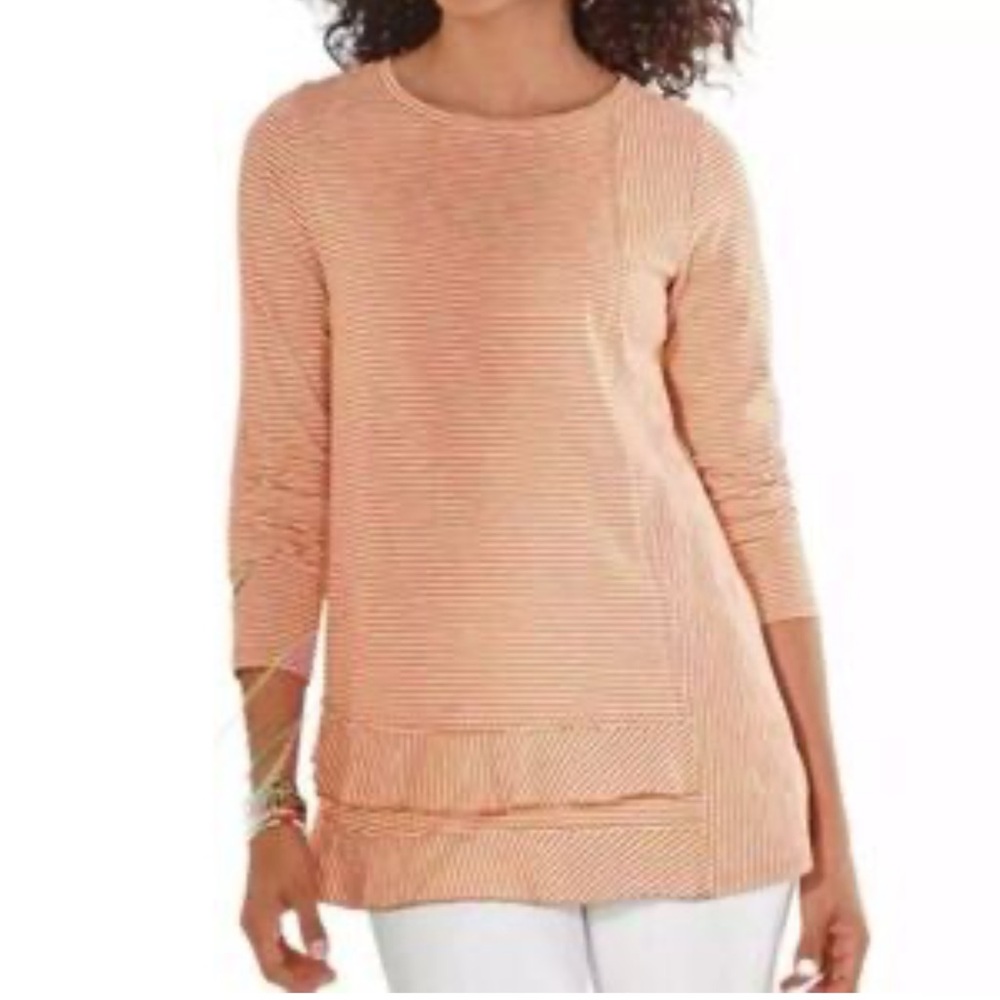Soft Surroundings Coral and White Striped Top